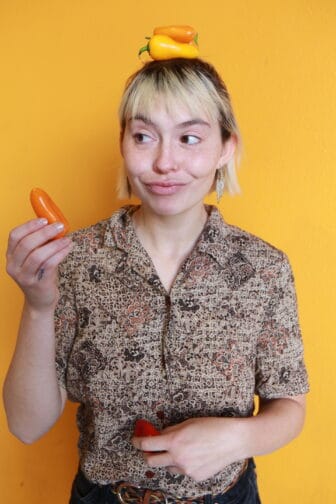 Melina with bell peppers